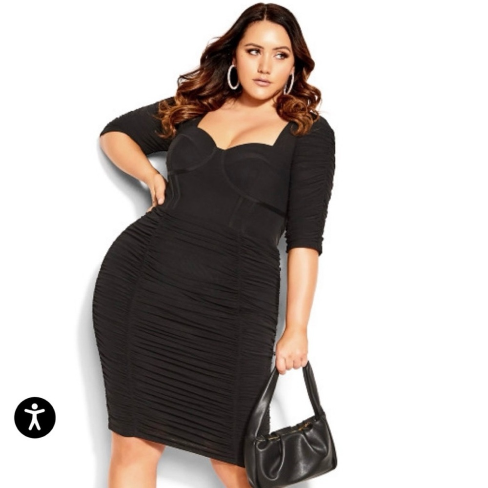 City Chic Bustier Elbow Sleeve Midi Dress